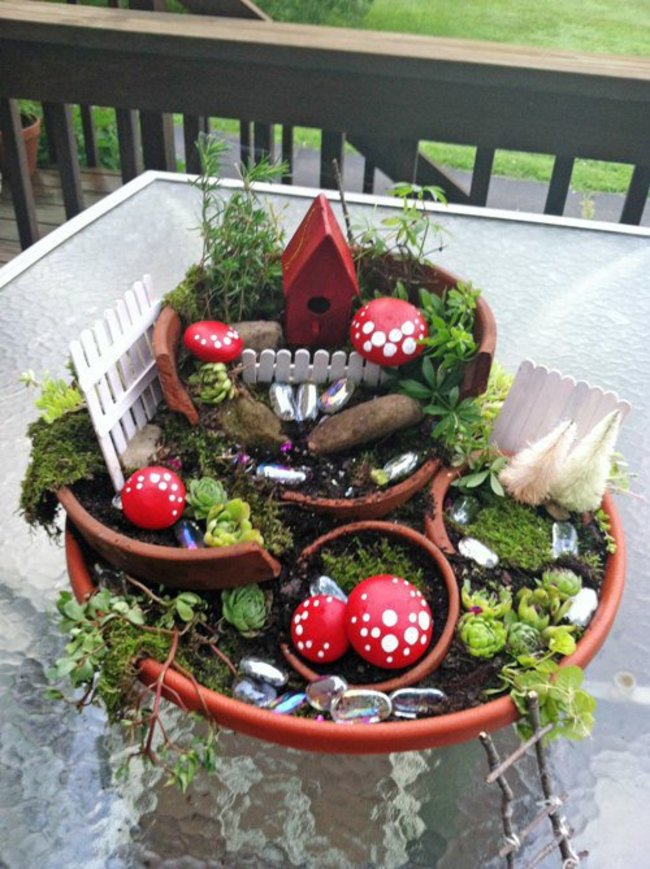 broken pot fairy miniature garden8