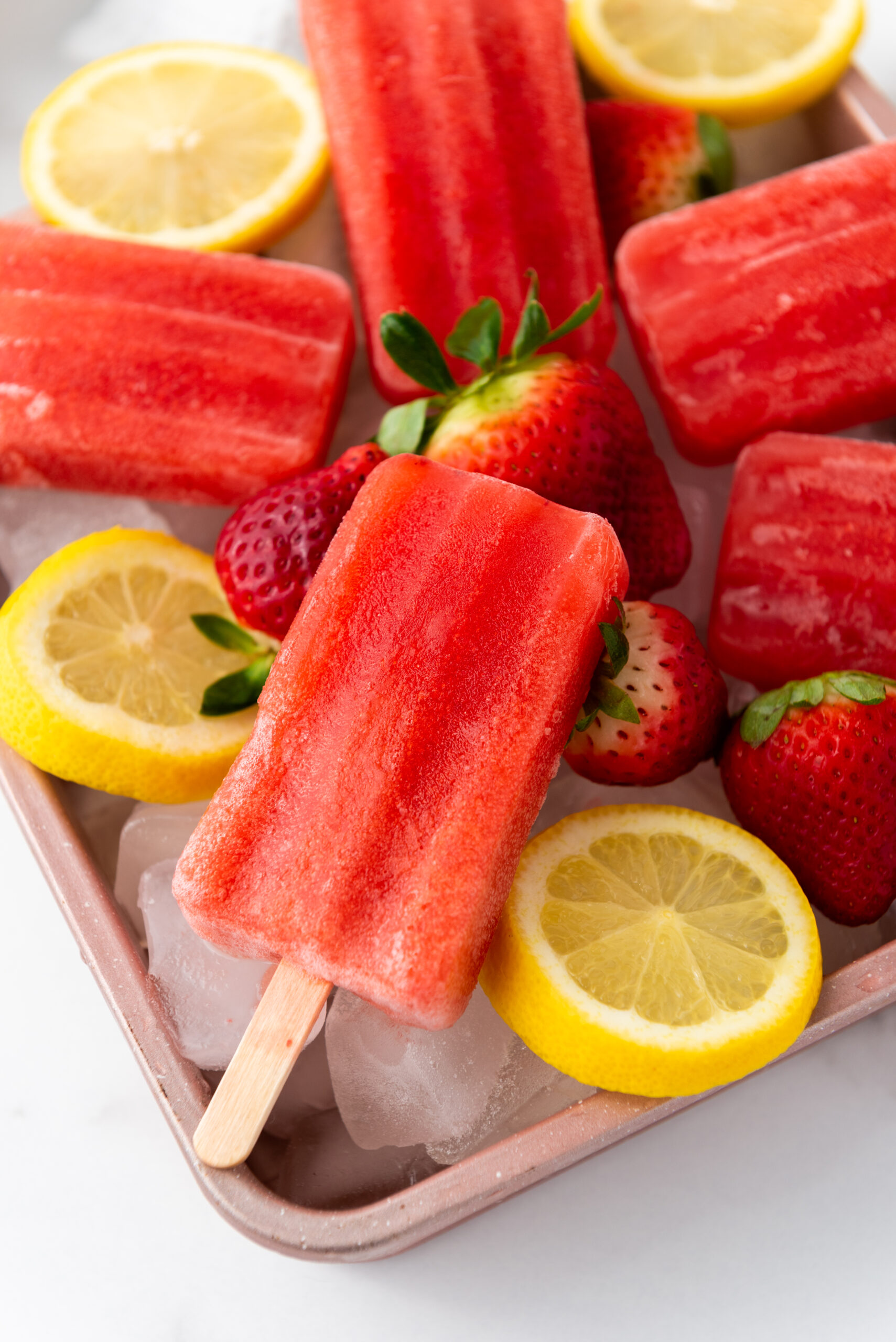 Homemade Strawberry Lemon Popsicles